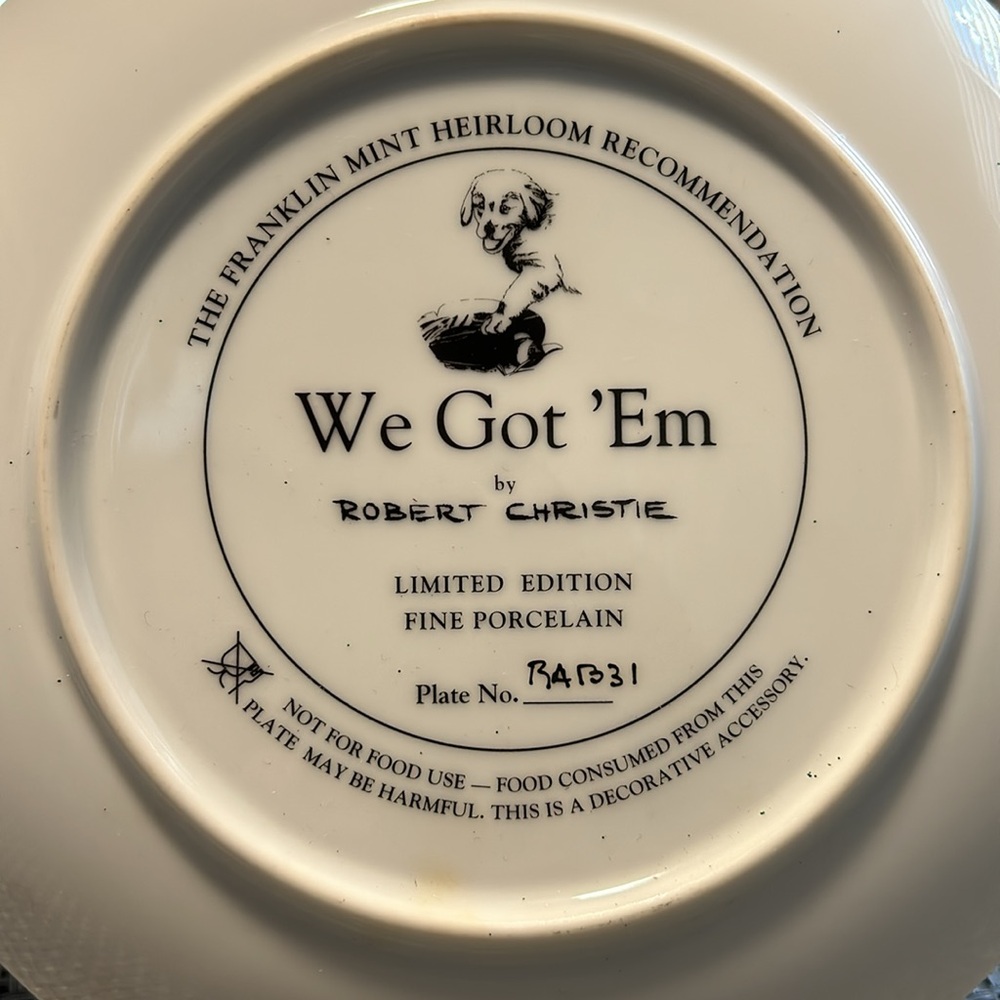 Franklin Mint “We Got Em” Golden Retriever Puppies Dog Plateby Robert Christie - Picture 3 of 4